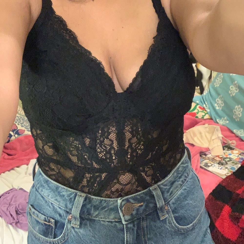 Guess Black Lace Bodysuit